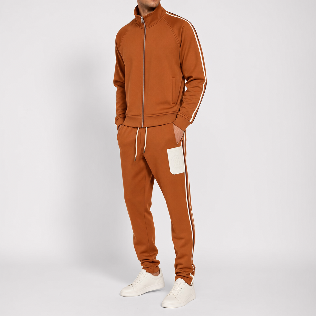 The Bormio Two-Piece Zip Tracksuit - Rust