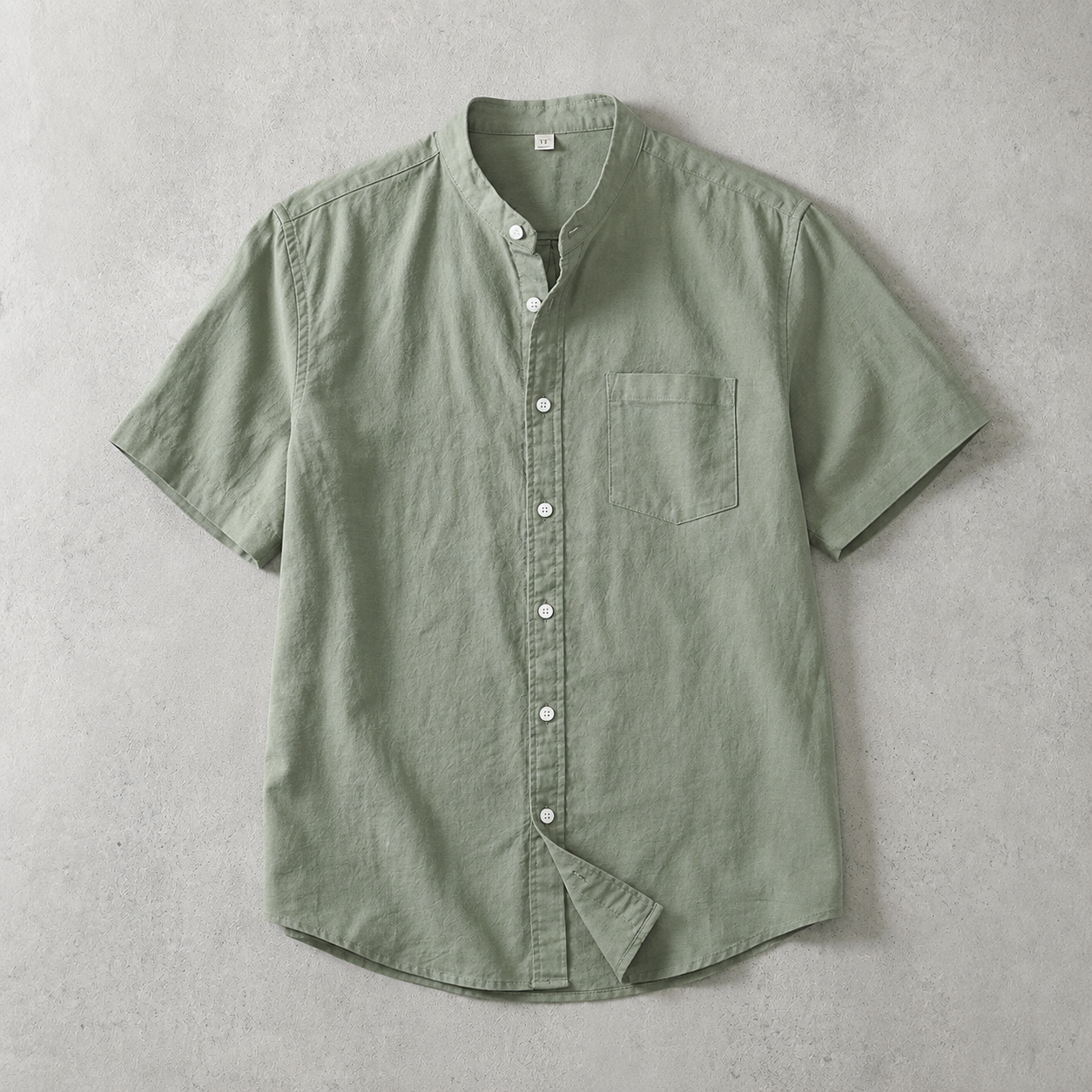 The Cortona Band Collar Short Sleeve Shirt