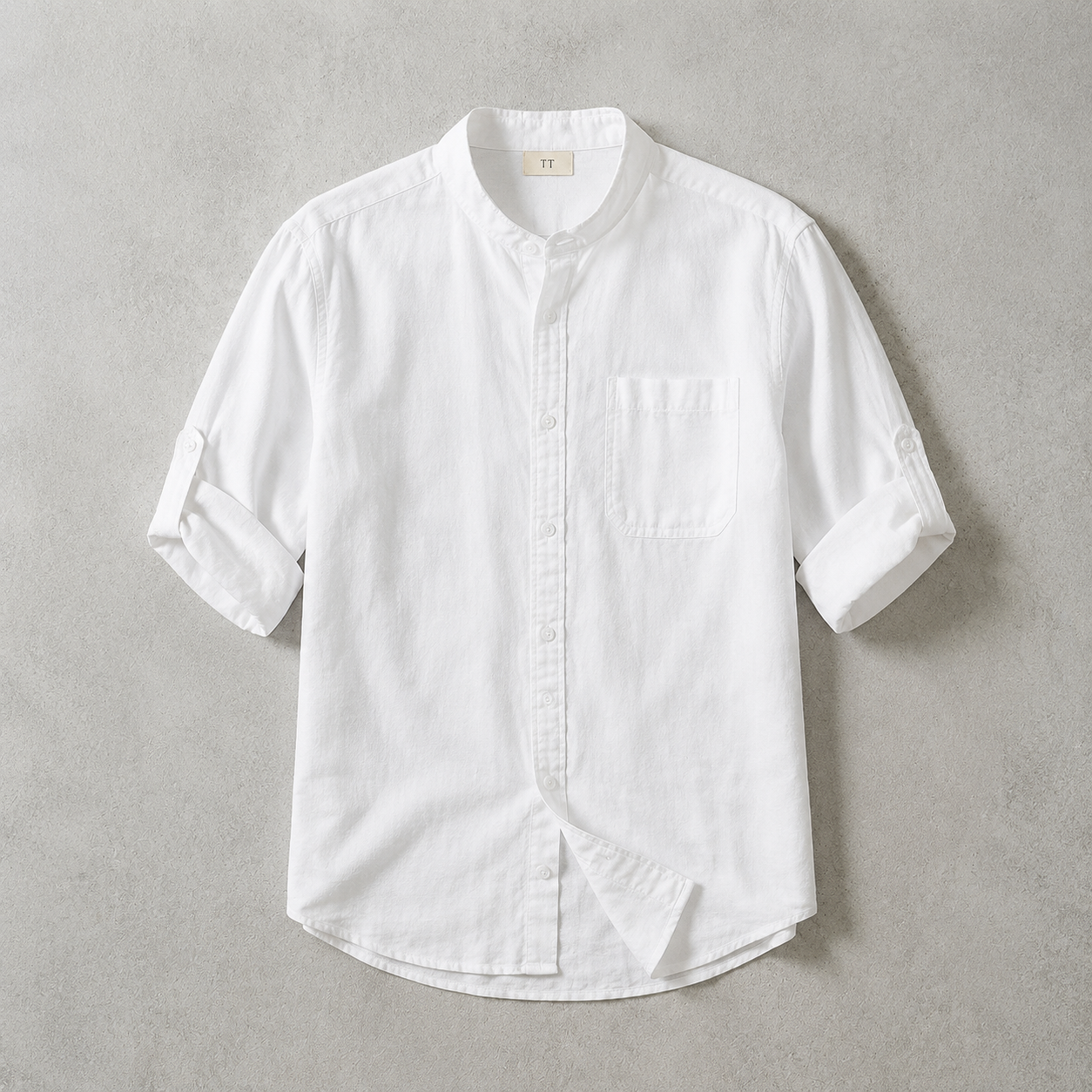 The Bergamo Band Collar Three Quarter Sleeve Shirt