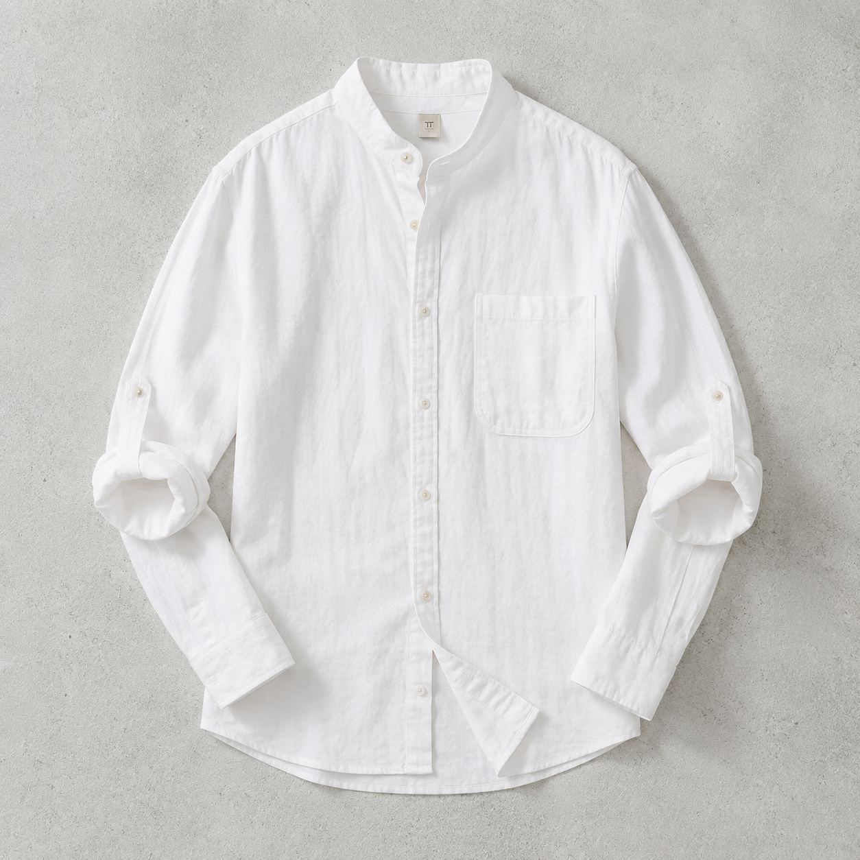 The Savona Stand Collar Roll Sleeve Shirt